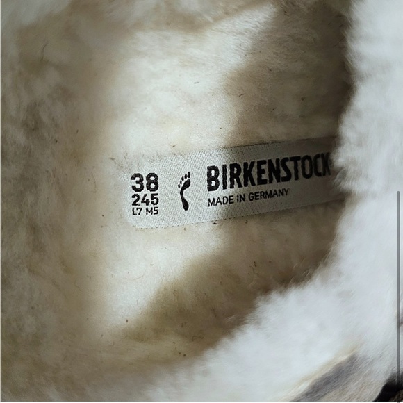 Birkenstock Boston Shearling Clog Suede Leather Stone Coin Size 7 NWT - Picture 3 of 4